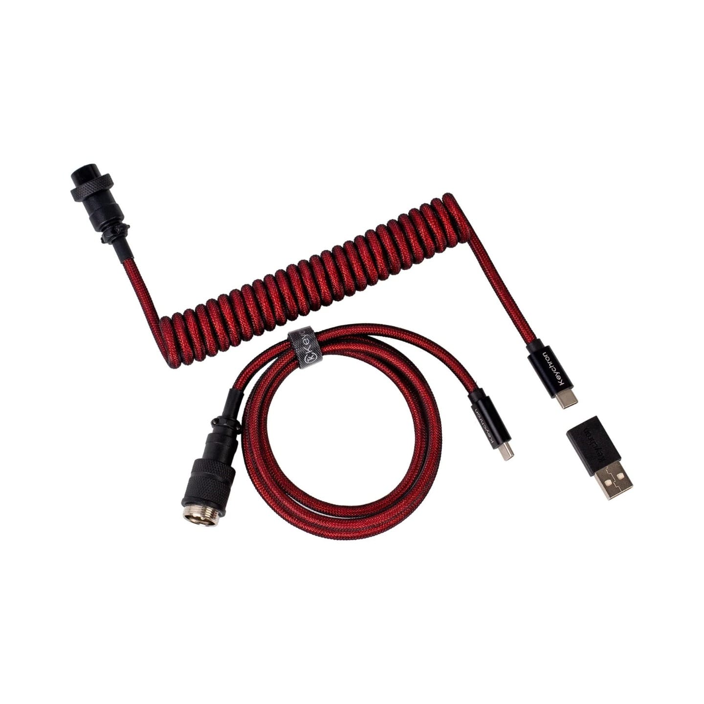 Keychron Premium Coiled Aviator Cable Red- Straight
