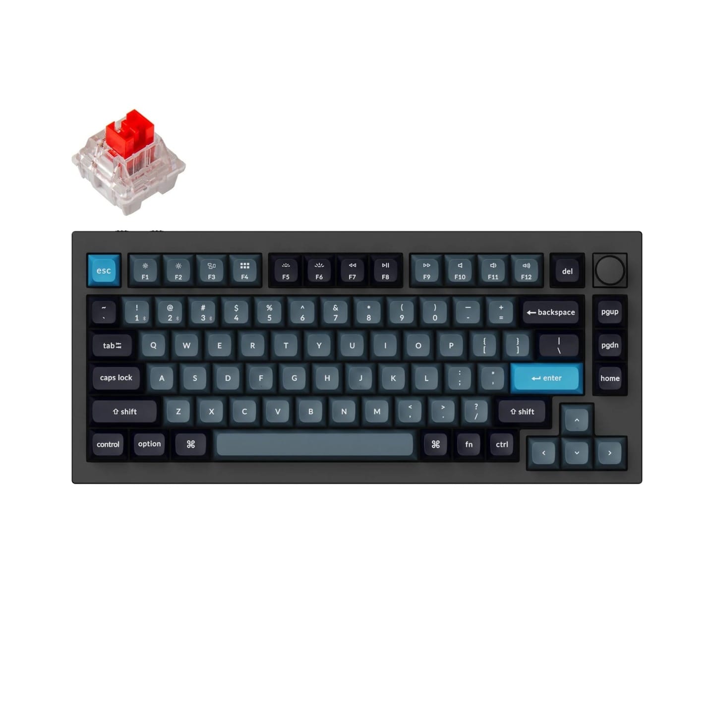 Keychron Q1 Pro QMK 75% Wireless Custom Hot-Swappable Mechanical Keyboard K Pro Red Switch with Knob-Black