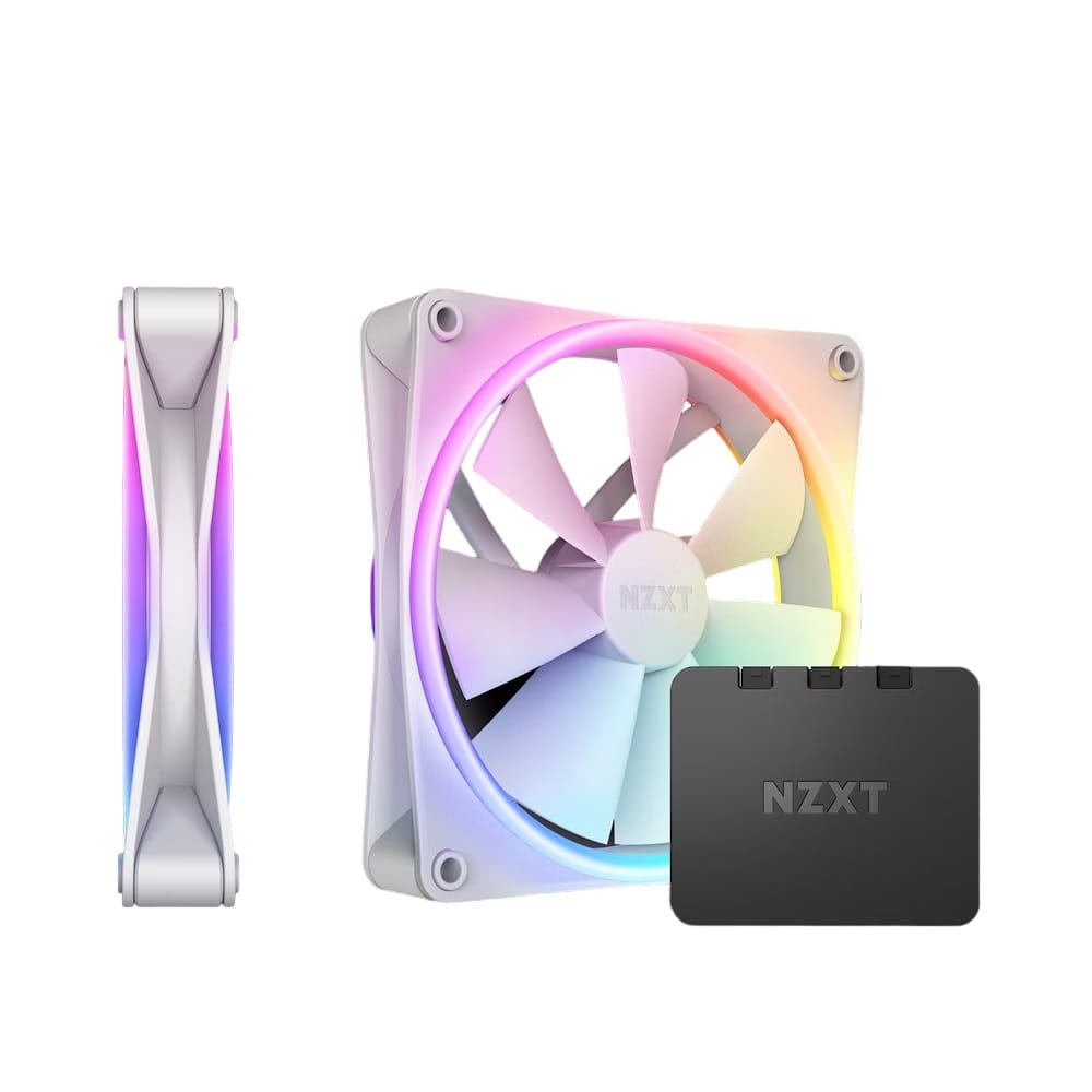NZXT F140RGB Duo 140mm Dual-sided RGB Fan Twin Pack White


