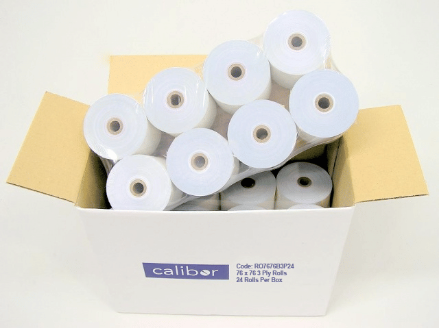 Calibor 3PLY Paper 76mmX76mm 24 Rolls/Box

