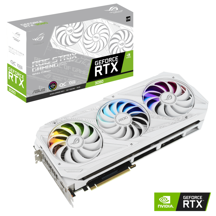 Asus ROG STRIX Geforce RTX 3080 O10G V2 Graphics Card - LHR (White)
