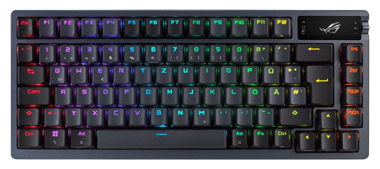 (Ex-Demo) ASUS ROG Azoth 75% Gunmetal Wireless RGB Mechanical Keyboard - Red Switch