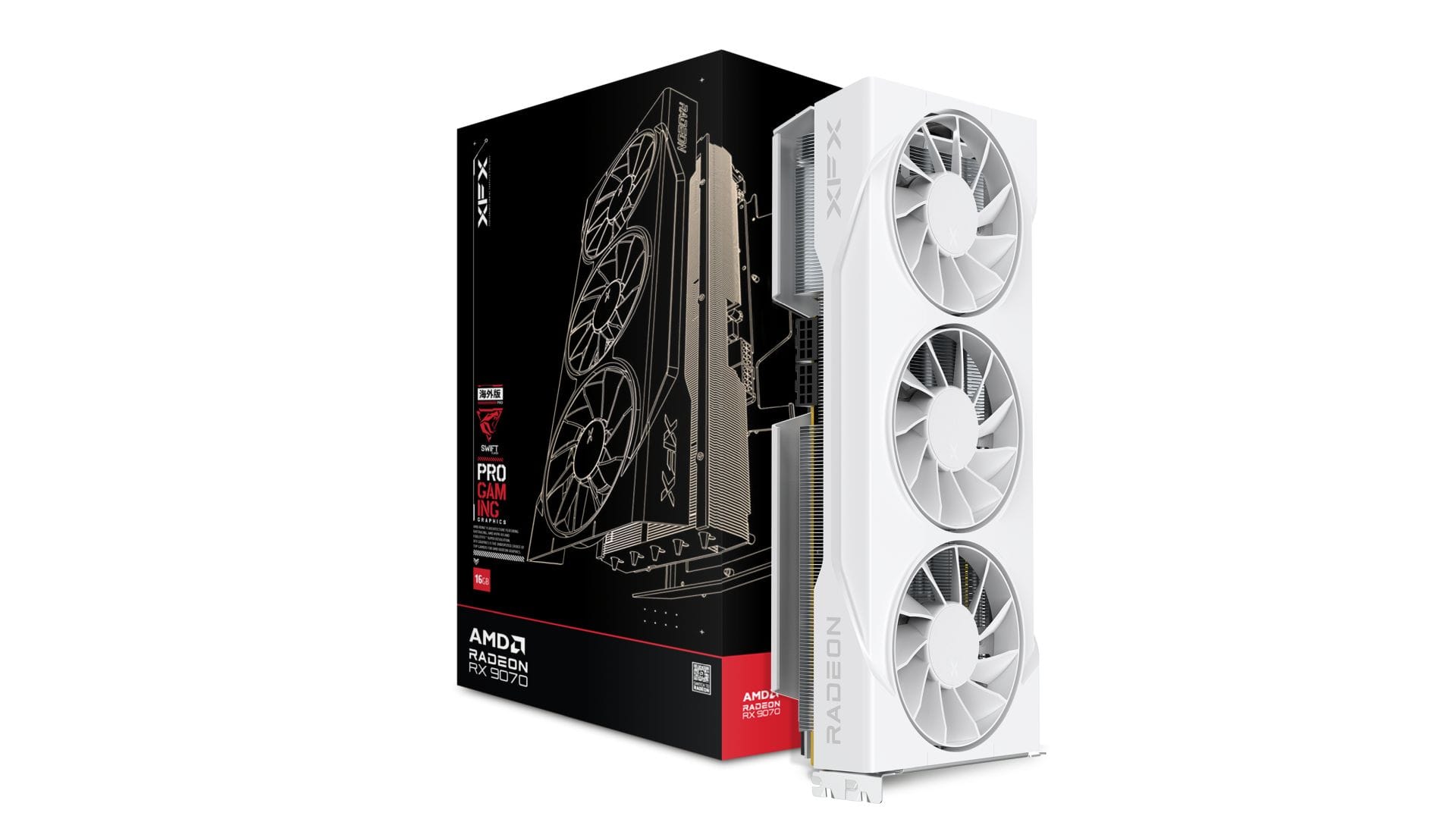 XFX Swift AMD Radeon RX 9070 OC White Triple 90mm Fan Gaming Edition 16GB Graphics Card