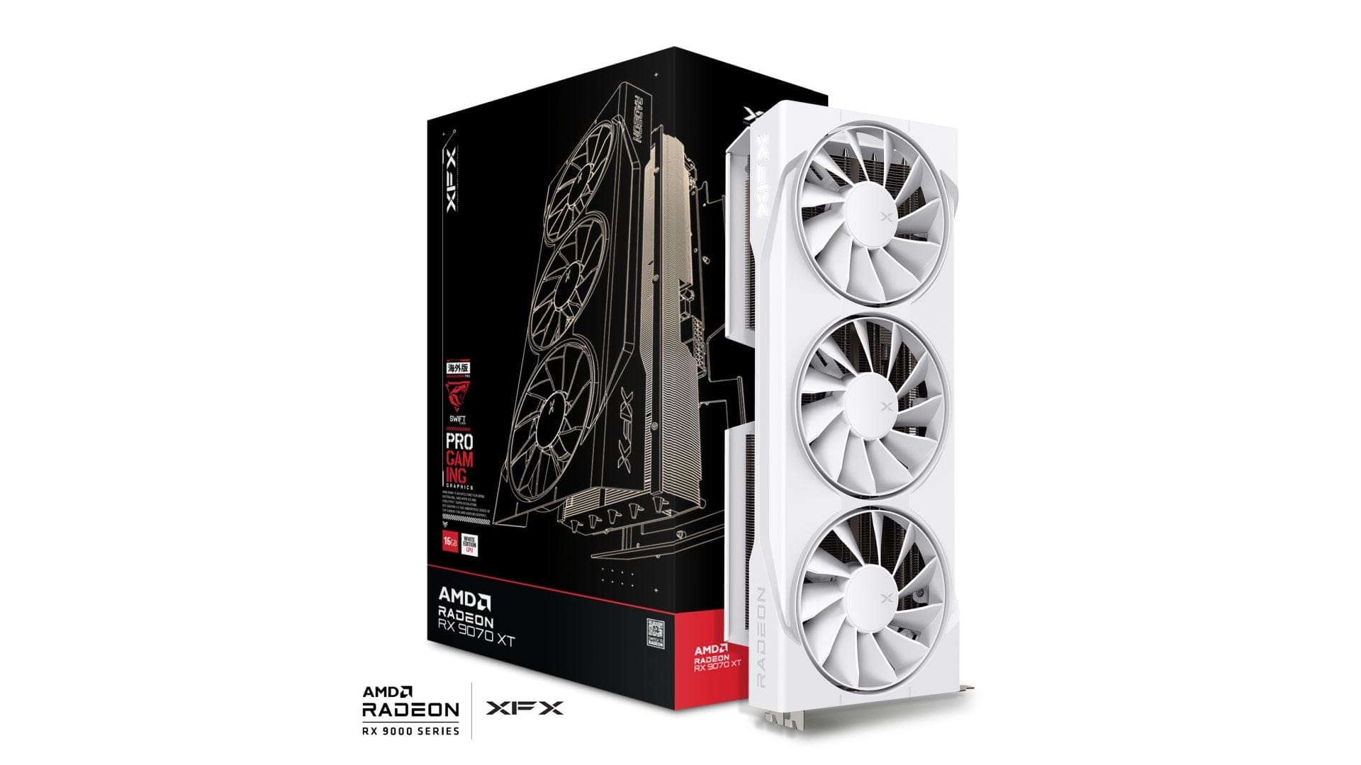 XFX Swift AMD Radeon RX 9070XT White Triple Fan Gaming Edition 16GB Graphics Card