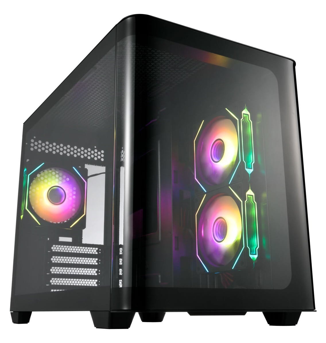 FSP S380 Curved Tempered Glass Side Panel Micro-ATX Case - Black (No PSU)