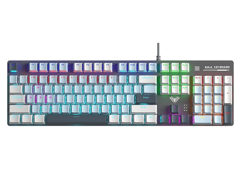 AULA S500 Wired Zoned RGB Mechanical Keyboard Gray+Blue Keycaps