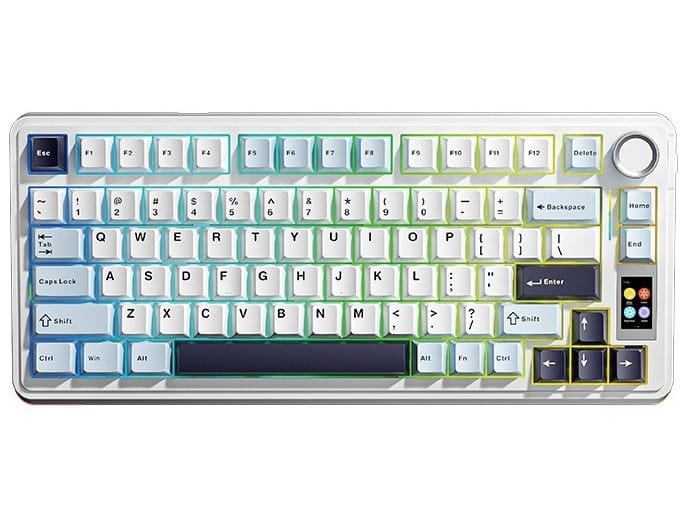  AULA S75 PRO Wireless Tri-Mode Gasket RGB Mechanical Keyboard Glacier Blue (Light Blue+White+Black Purple) Keycaps