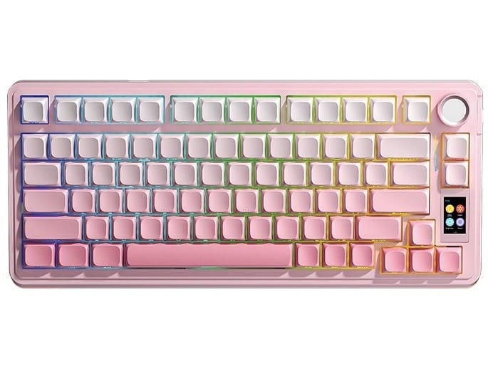 AULA S75 PRO Wireless Tri-Mode Gasket RGB Mechanical Keyboard Gradient Pink Side-Engraved Keycaps