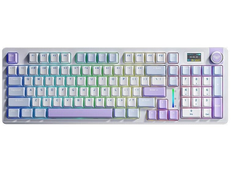 AULA S98PRO Wireless Tri-Mode Gasket RGB Mechanical Keyboard Glacier Blue (Light Blue+White+Black Purple) Keycaps