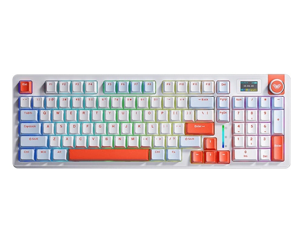 AULA S98PRO Wireless Tri-Mode Gasket RGB Mechanical Keyboard Blue + White + Orange Keycaps