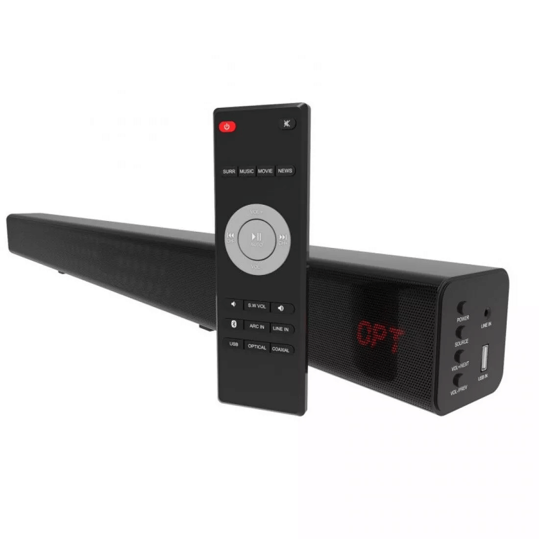 Laser Optical Audio Soundbar With FM AUX 4.0 Channel Output