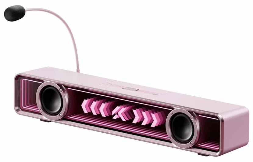 MCHOSE K20 Pro Wireless RGB Desktop Soundbar With Microphone - Pink