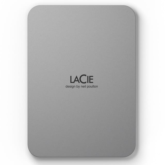 Lacie Diamond Cut Design 5TB 2.5" USB-C Portable External Hard Drive - Moon Silver