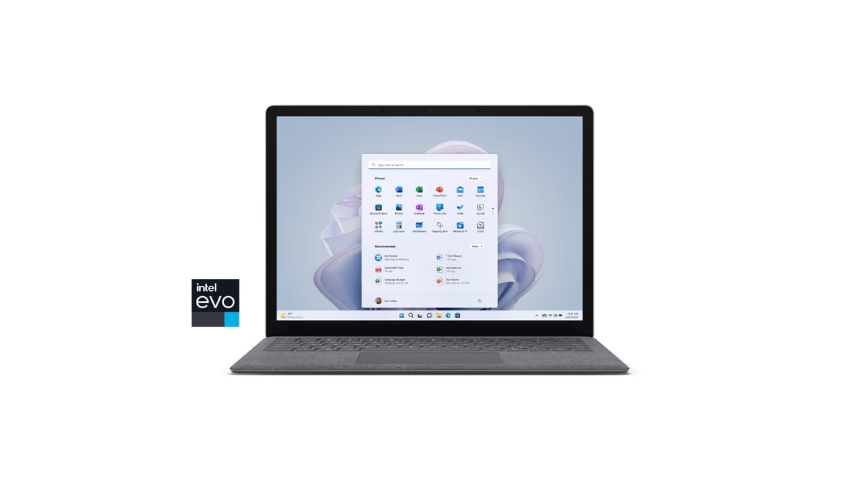 Microsoft Surface Laptop 5 For Business, 13.5" PixelSense i7-1265U, 16GB RAM, 512GB SSD, Windows 11 Pro - Platinum Alcantara