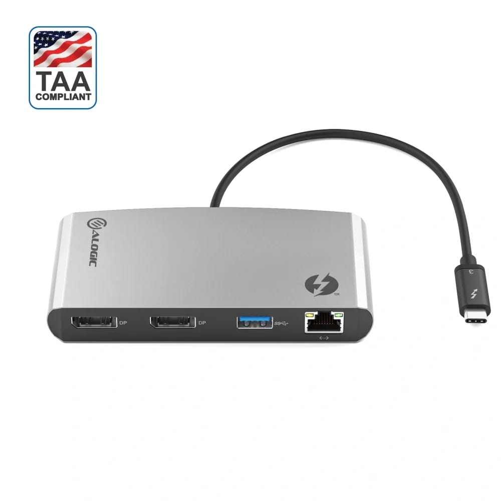 Alogic ThunderBolt 3 Dual DisplayPort Portable Docking Station with 4K - Space Grey