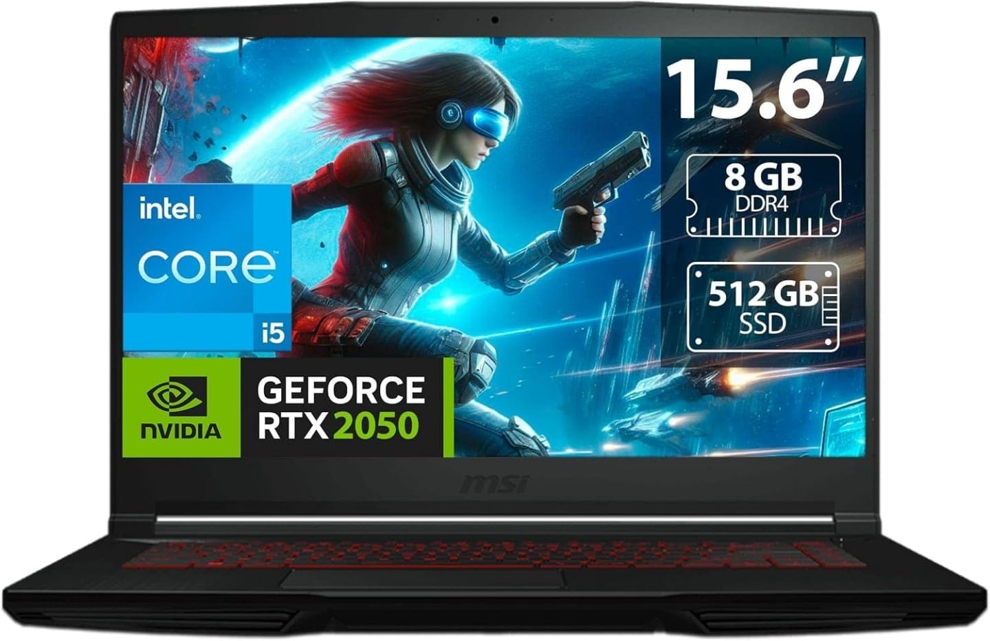(Refurbished) MSI Thin GF63 12UCX 15.6" FHD 144Hz IPS Laptop, i5-12450H, 16GB RAM, 512GB SSD, RTX 2050, Windows 11 Home