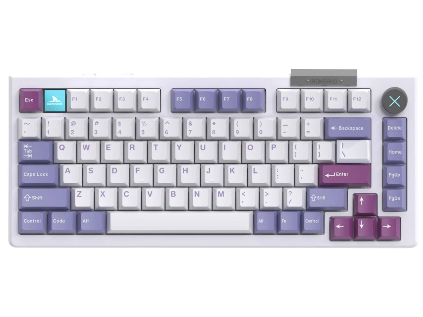 Darmoshark TOP75 Trio-Mode Mechanical RGB Gaming White Keyboard With Top Mount Structure & TFT Display - Silver Switch