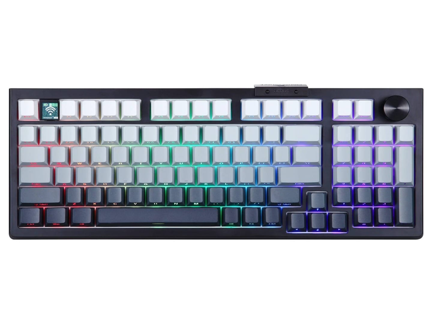 Darmoshark TOP98 Trio-Mode Mechnical RGB Gaming Black Keyboard With Top Mount Structure & TFT Display - White Switch