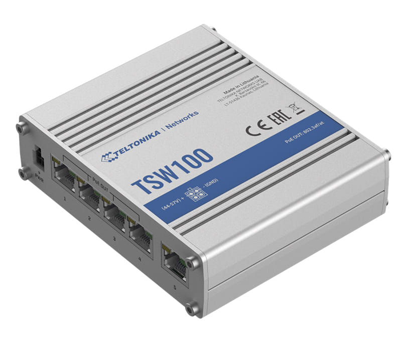 Teltonika TSW100 Industrial Unmanaged PoE Switch