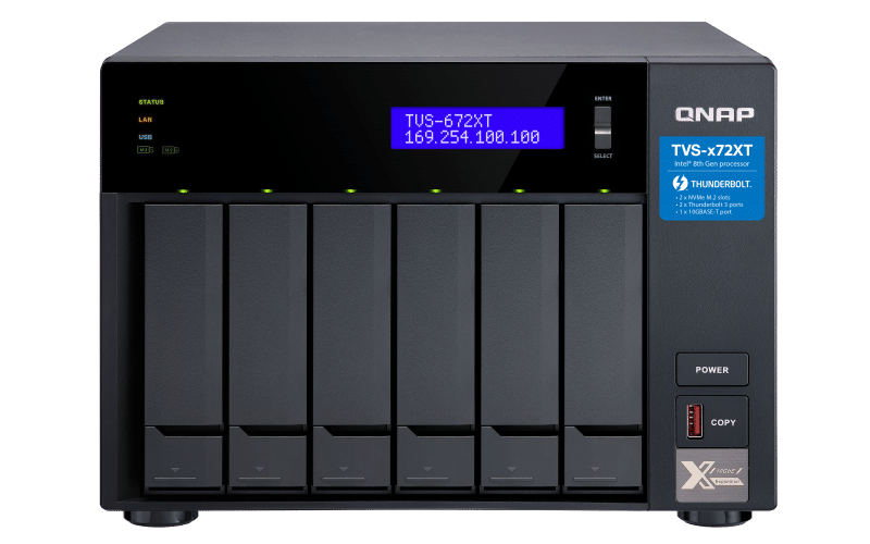 QNAP 6-Bay Diskless NAS Intel Core i3-8100T 4-Core 3.1GHz CPU 8GB RAM