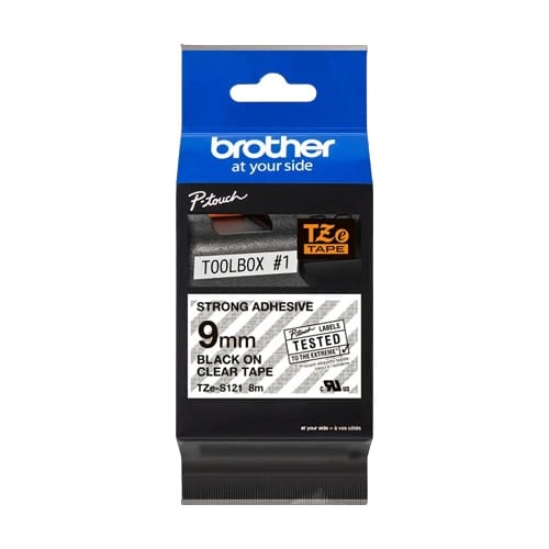 Brother 9mm Black On Clear Strong Adhesive Tape
