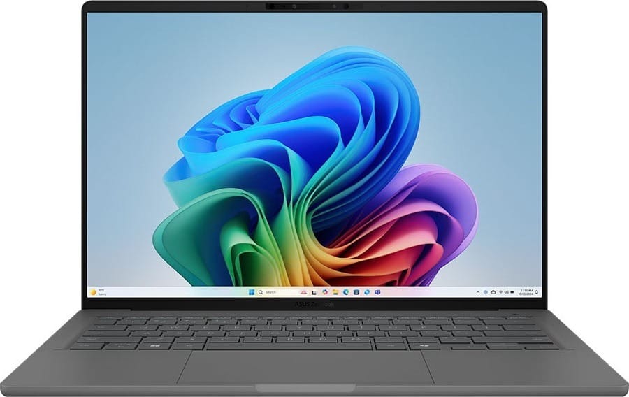 (Refurbished) Asus Zenbook A14 UX3407QA 14" QUXGA 0.2ms Laptop, Snapdragon X Plus X1P 42 100, 16GB RAM, 512GB SSD, Windows 11 Home - Iceland Gray
