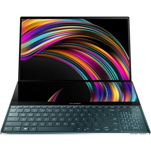 Asus ZenBook Pro Duo 4K UHD OLED Laptop, i9, RTX2060, 32GB, 1TB, Windows 10 Pro, Touch, Celestial Blue