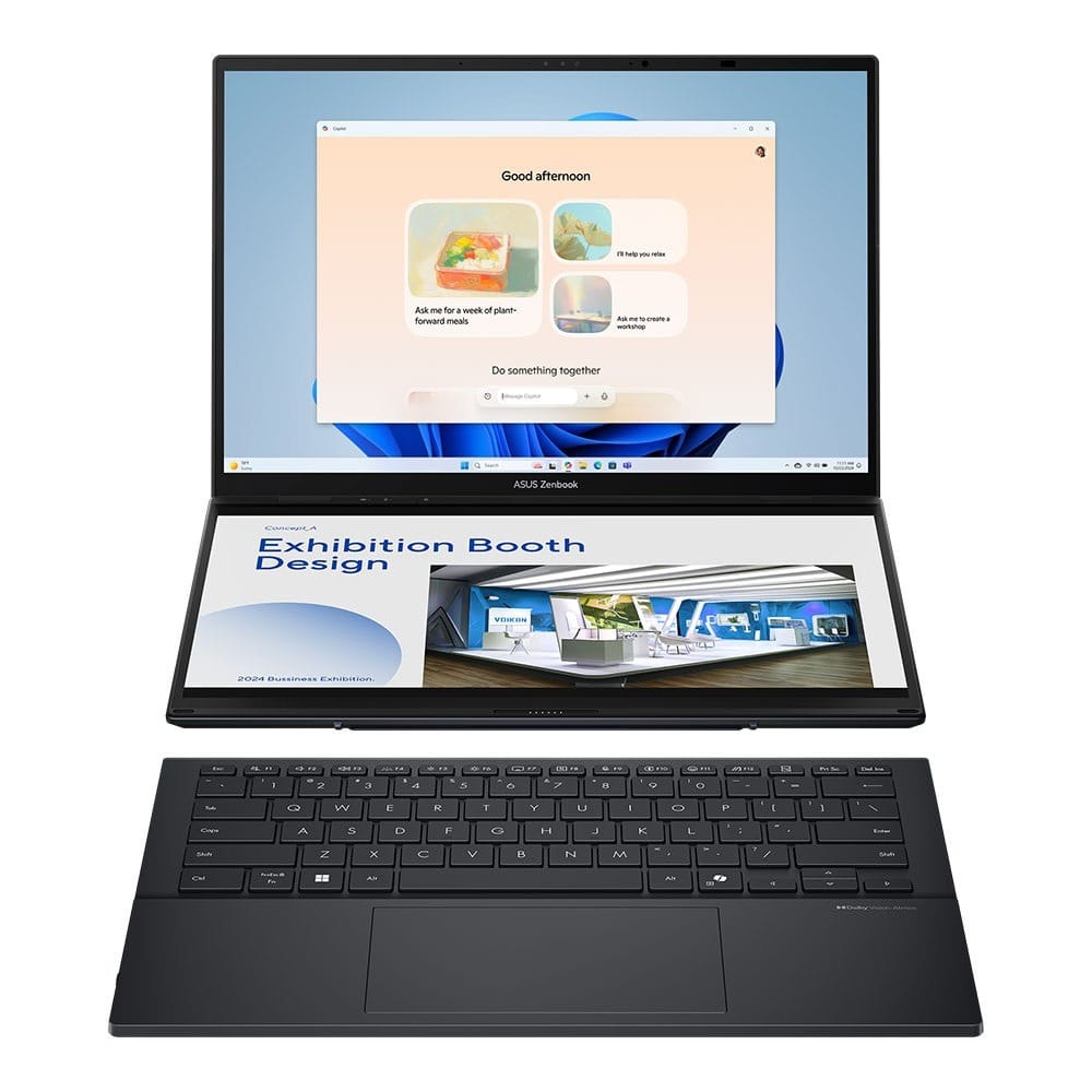 (Refurbished) Asus Zenbook Duo OLED 14" 3K OLED Touchscreen Laptop, Ultra 9-285H, 32GB RAM, 1TB SSD, Windows 11 Home - Inkwell Gray