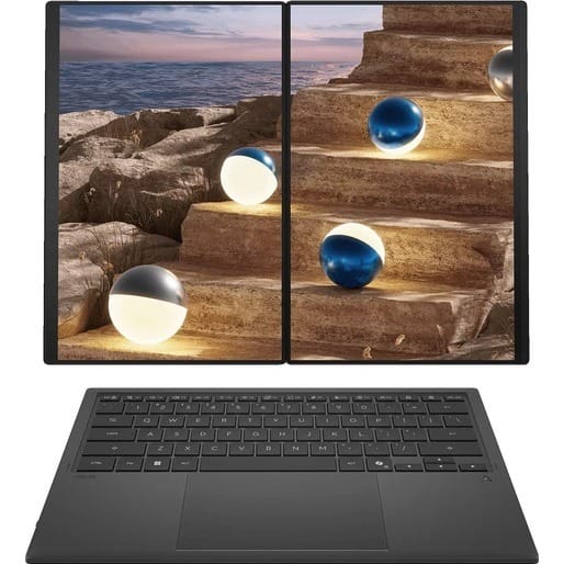 ASUS Zenbook DUO UX8407AA 14" 3K OLED 0.2ms 144Hz Touchscreen Laptop, Intel PANTHER LAKE Ultra X9 388H, 32GB RAM, 1TB SSD, Windows 11 Pro - Moher Gray