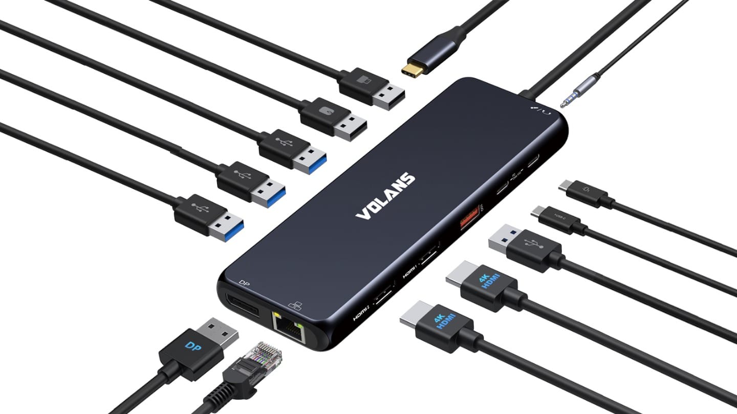 (Open Box) Volans 13-in-1 Triple Display USB-C Hub