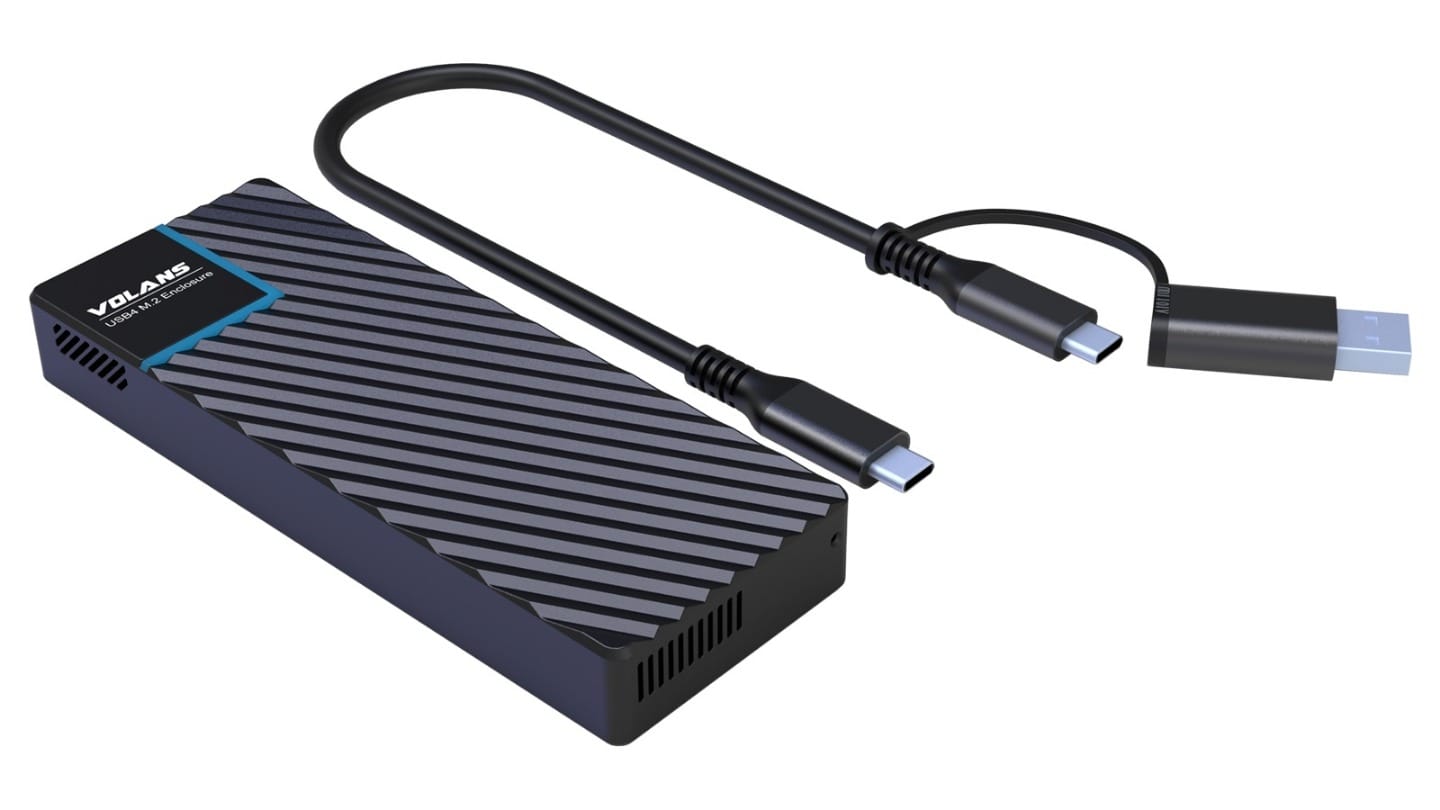 Volans Aluminium NVMe PCIe M.2 SSD to USB4 40Gbps Type C Enclosure