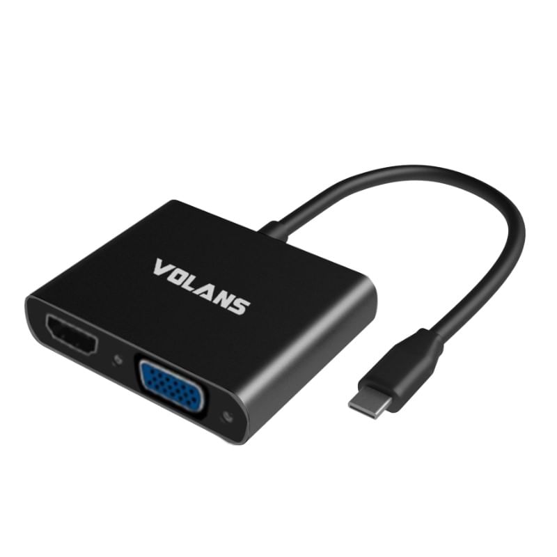 Volans Aluminium USBC to 4K HDMI/VGA Multiport Adapter with Power Delivery
