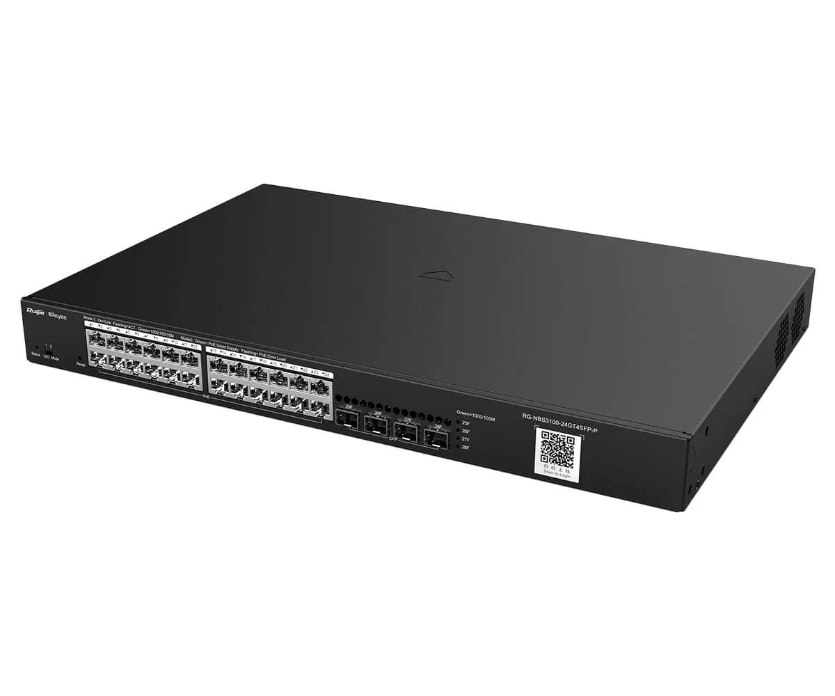 Ruijie NBS3100-24GT4SFP-P 24-Port L2 Managed PoE+ Switch - 19" Rack