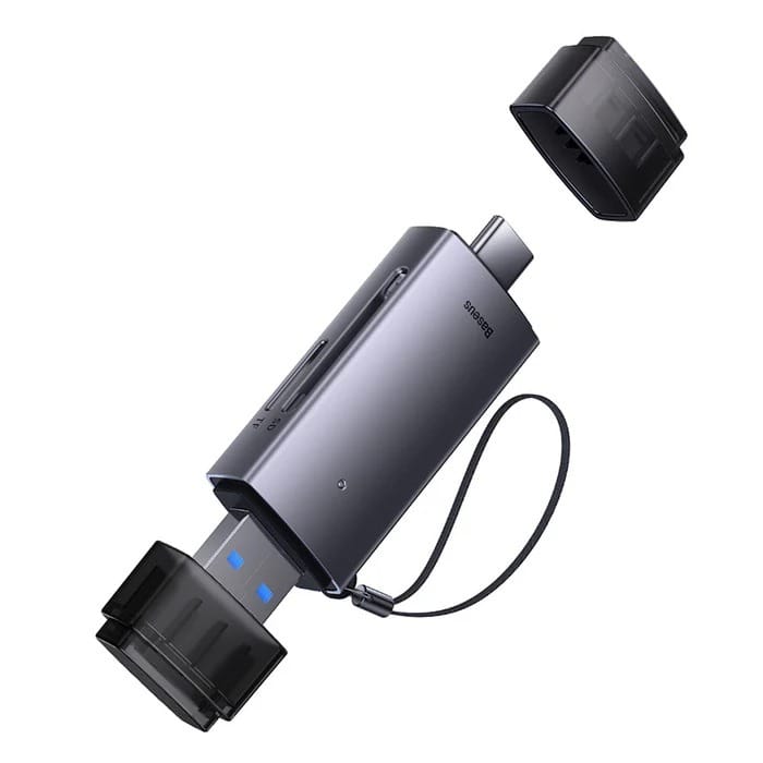 Baseus Lite USB-A And USB-C to SD/TF Card Reader - Grey