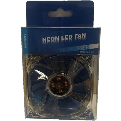 WideTech 80mm Neon 4 Colours LED Fan - Clear