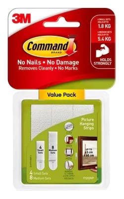 Command Small And Medium Picture Hanging Strips Value Pack - White (12-Pack)