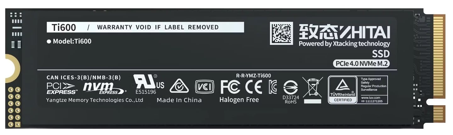 YMTC ZhiTai Ti600 500GB M.2 PCIe Gen4 x4 NVMe 2.0 SSD
