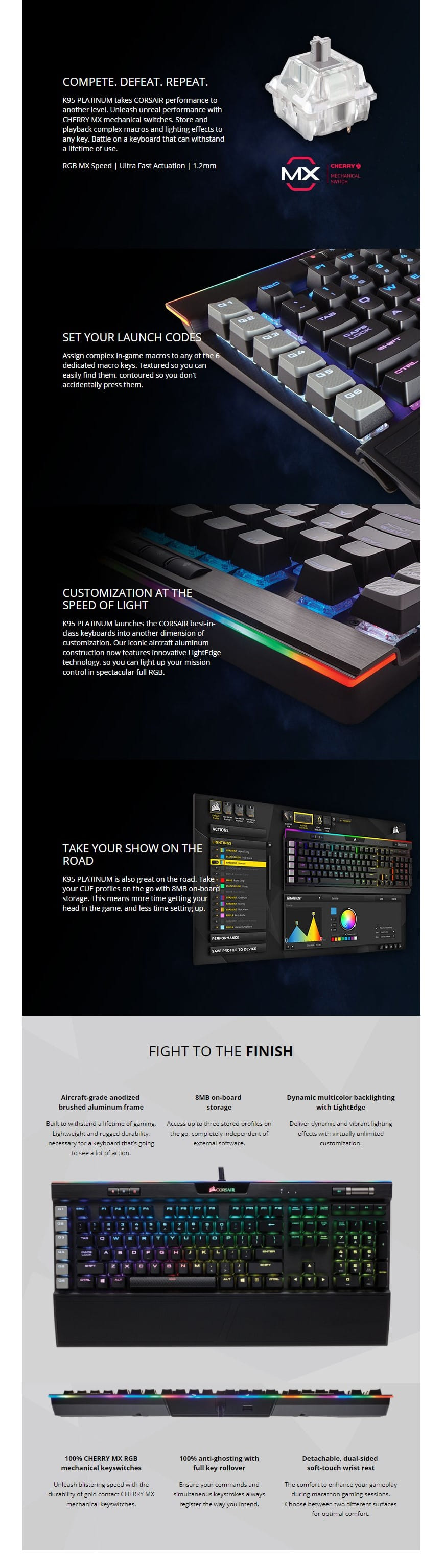 Corsair K95 RGB Platinum Mechanical Gaming Keyboard, Cherry MX