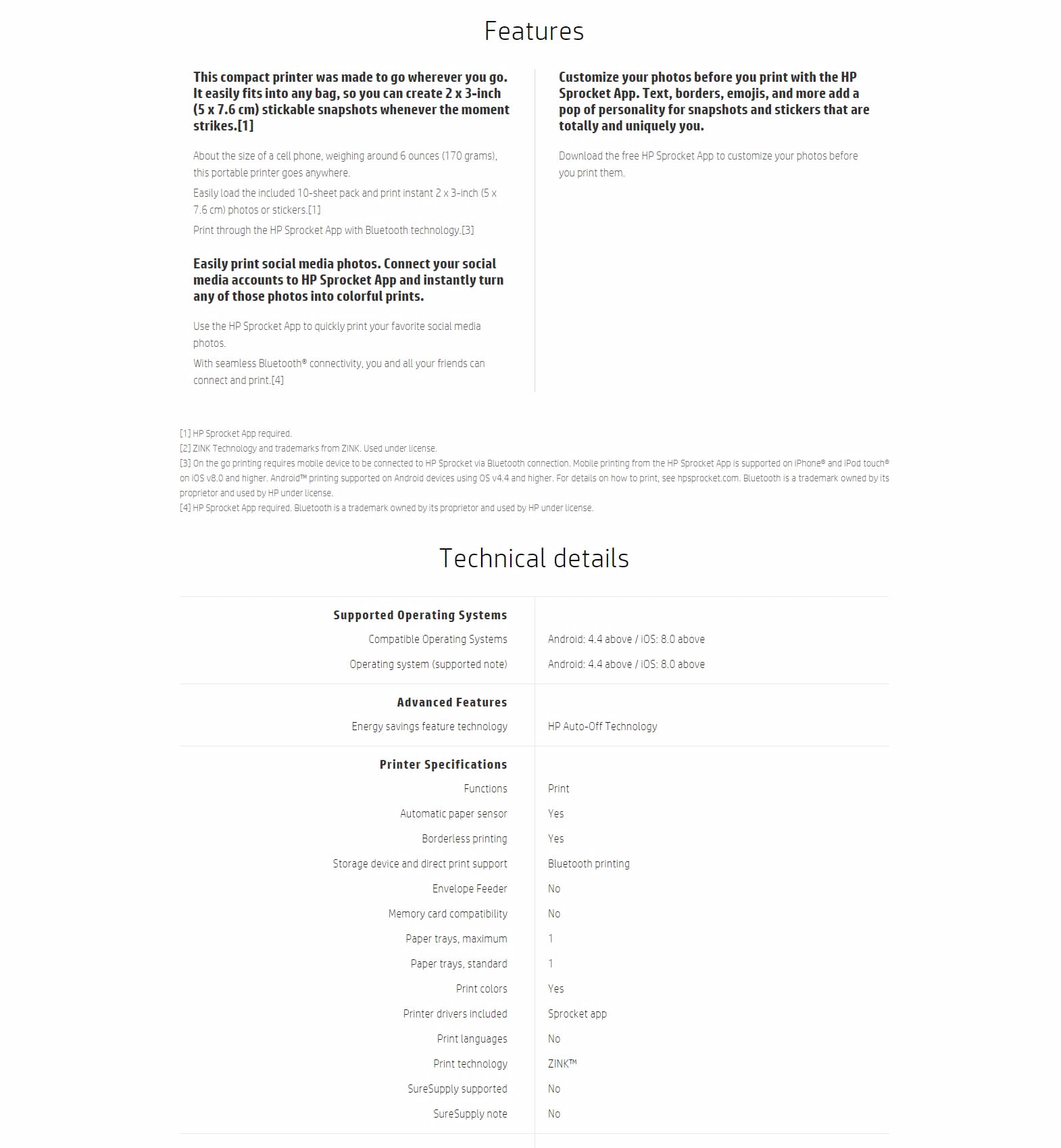 HP Sprocket Portable Mini Mobile Bluetooth Wireless Printer 4 iPhone