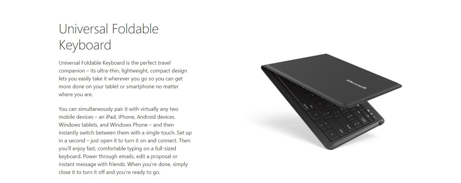 Microsoft Universal Foldable Wireless Keyboard