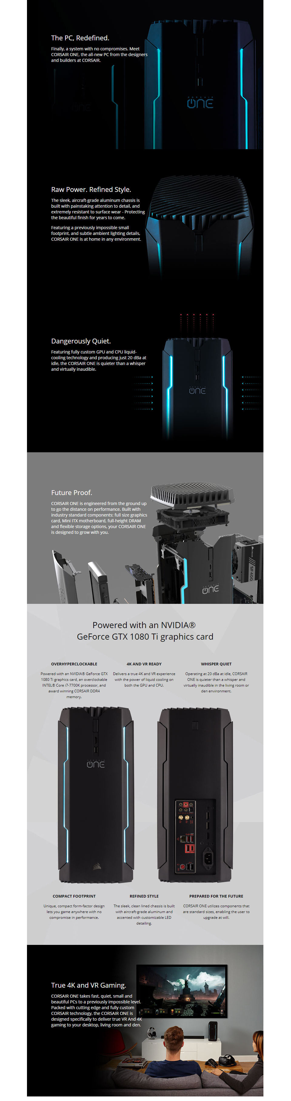 CORSAIR ONE PRO Compact Gaming System GTX1080 Ti 480GB NVME SSD
