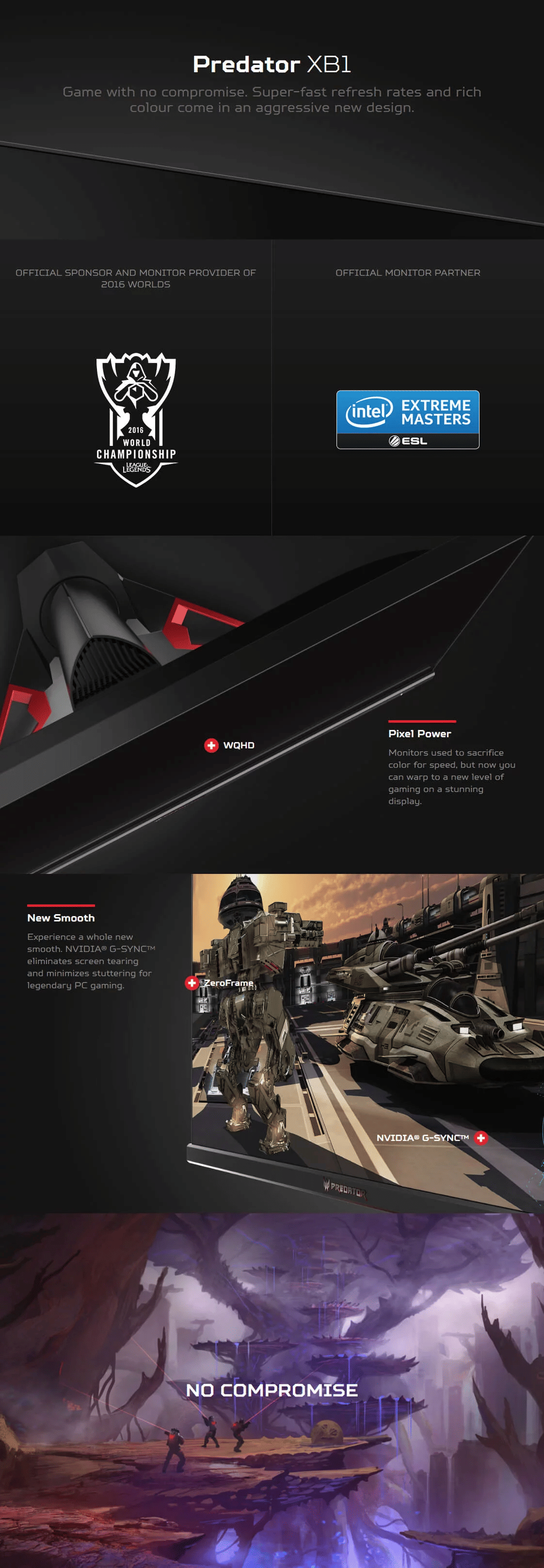 Acer Predator XB241YU QHD 1ms 144Hz G-Sync Height Adjustable