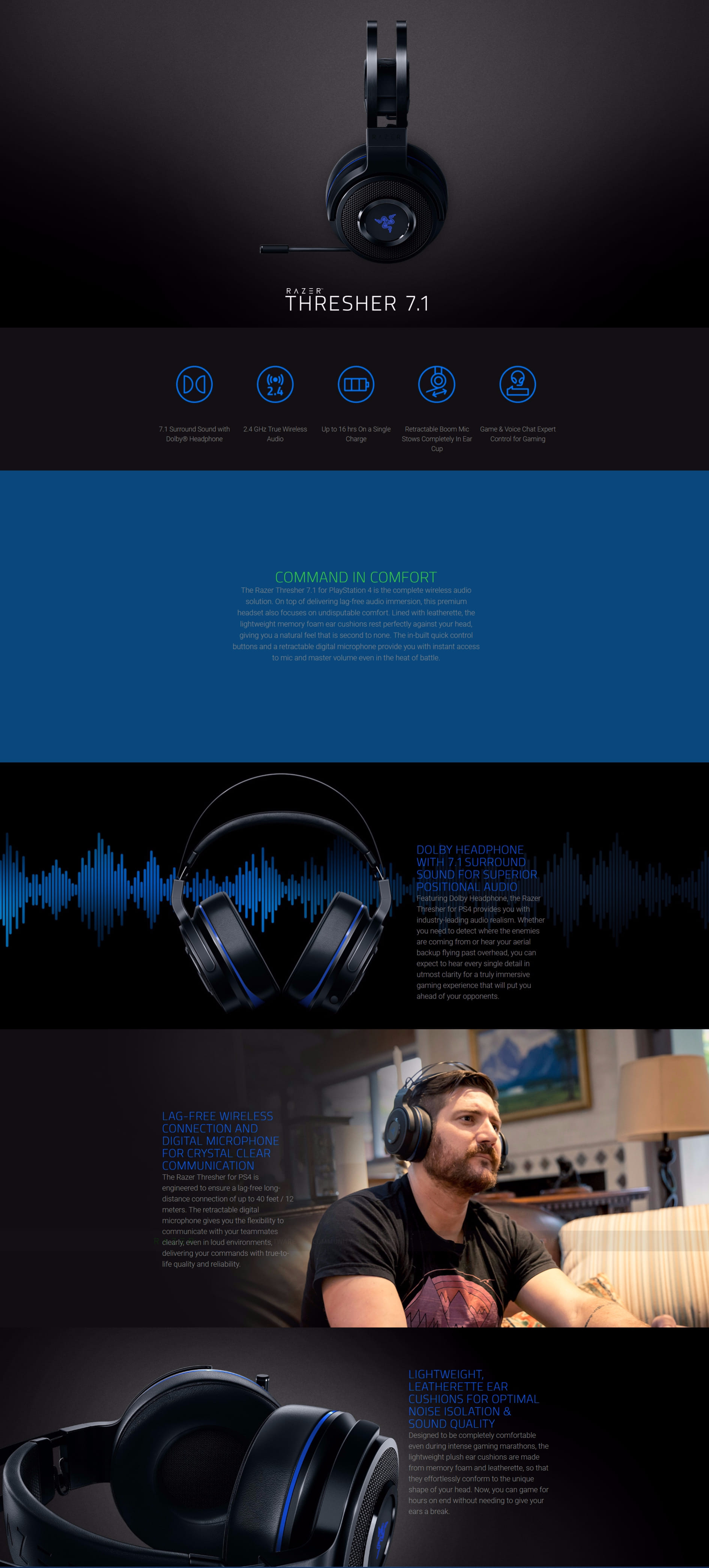 Razer Thresher Wireless Gaming Headset For PC PS4