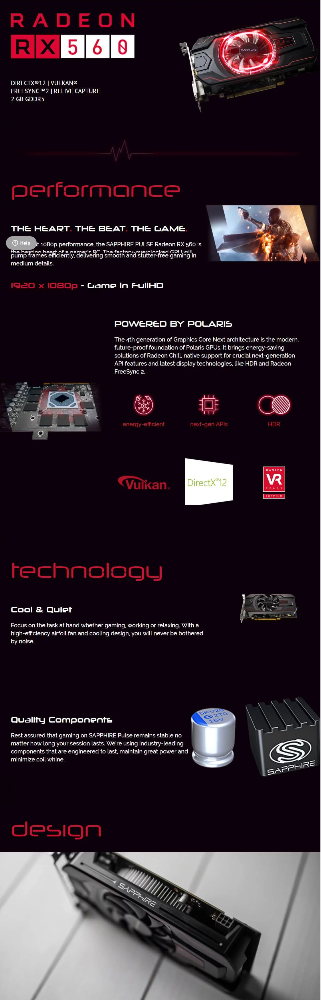 Sapphire Pulse Radeon RX 560 2GB Graphics Card