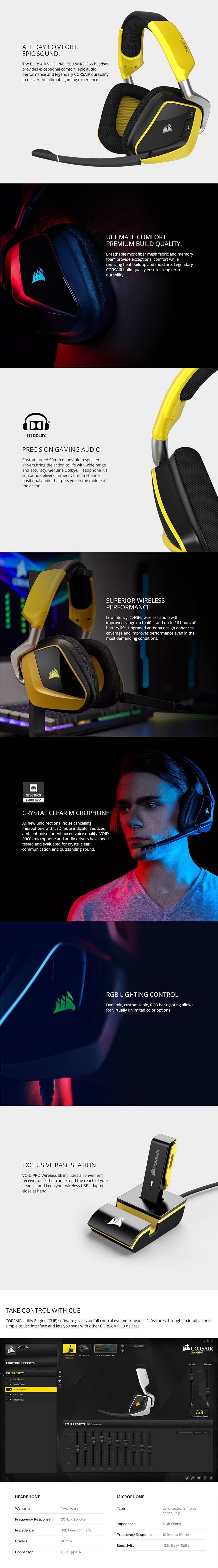 Corsair Gaming VOID PRO RGB Wireless SE Premium Gaming Headset