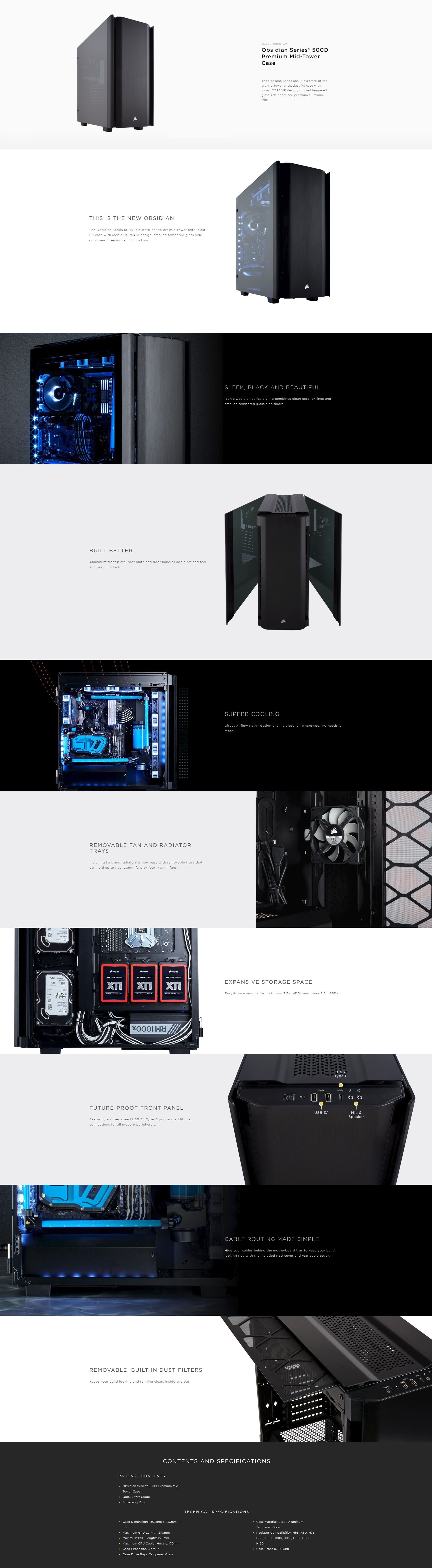 corsair obsidian 500d tempered