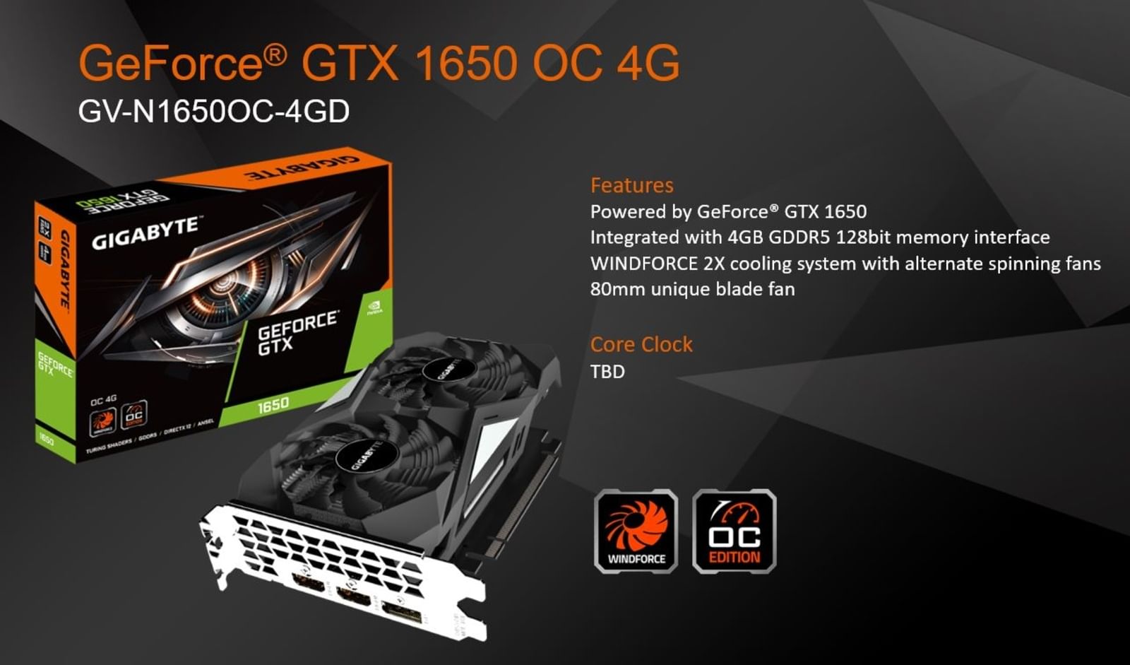 Gigabyte GeForce GTX 1650 OC 4G Graphics Card