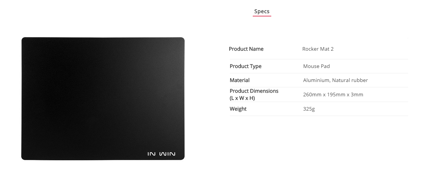 InWin Rocker Mat 2 Mouse Pad - Black