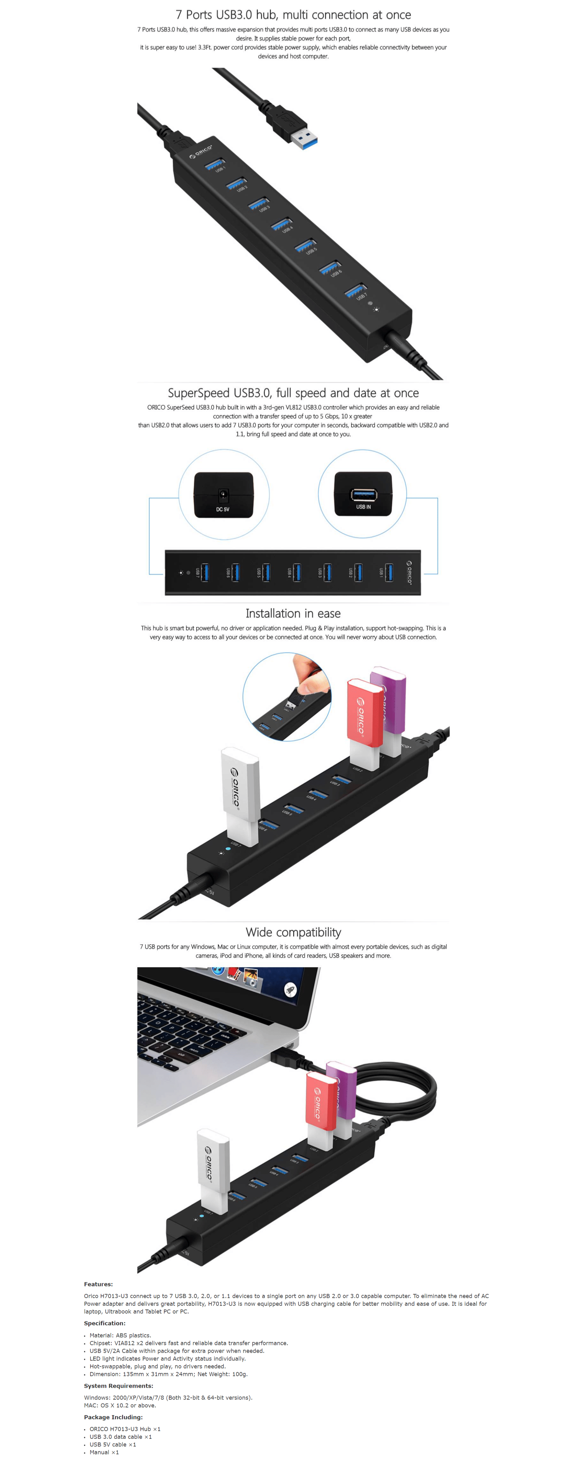 Orico SuperSpeed 7-Port USB Hub