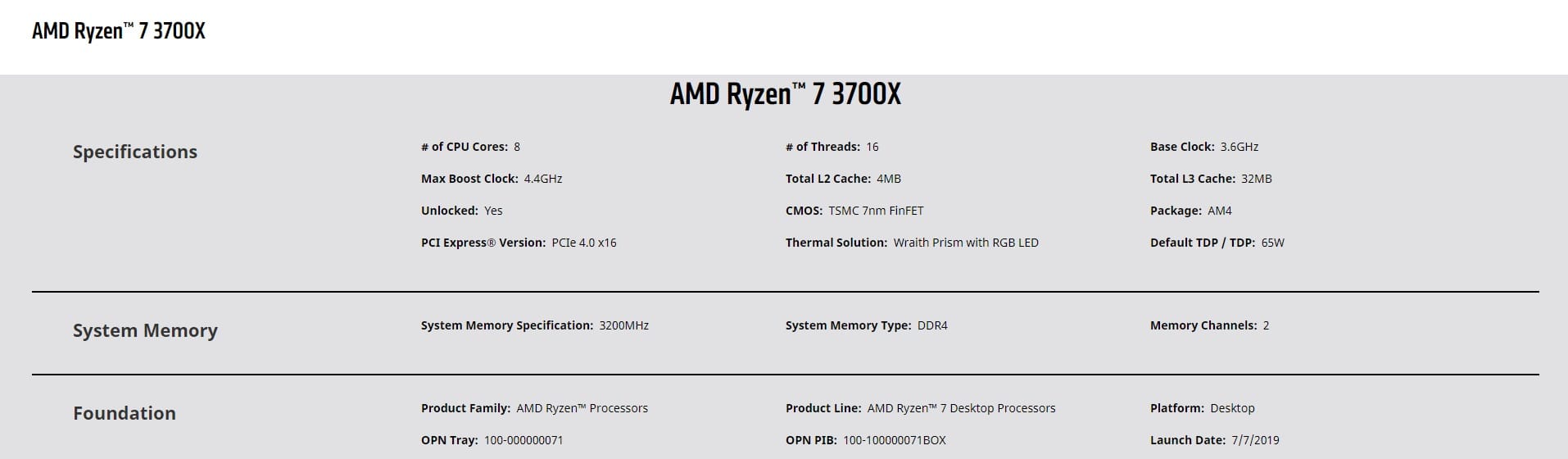 AMD Ryzen 7 3700X Processor